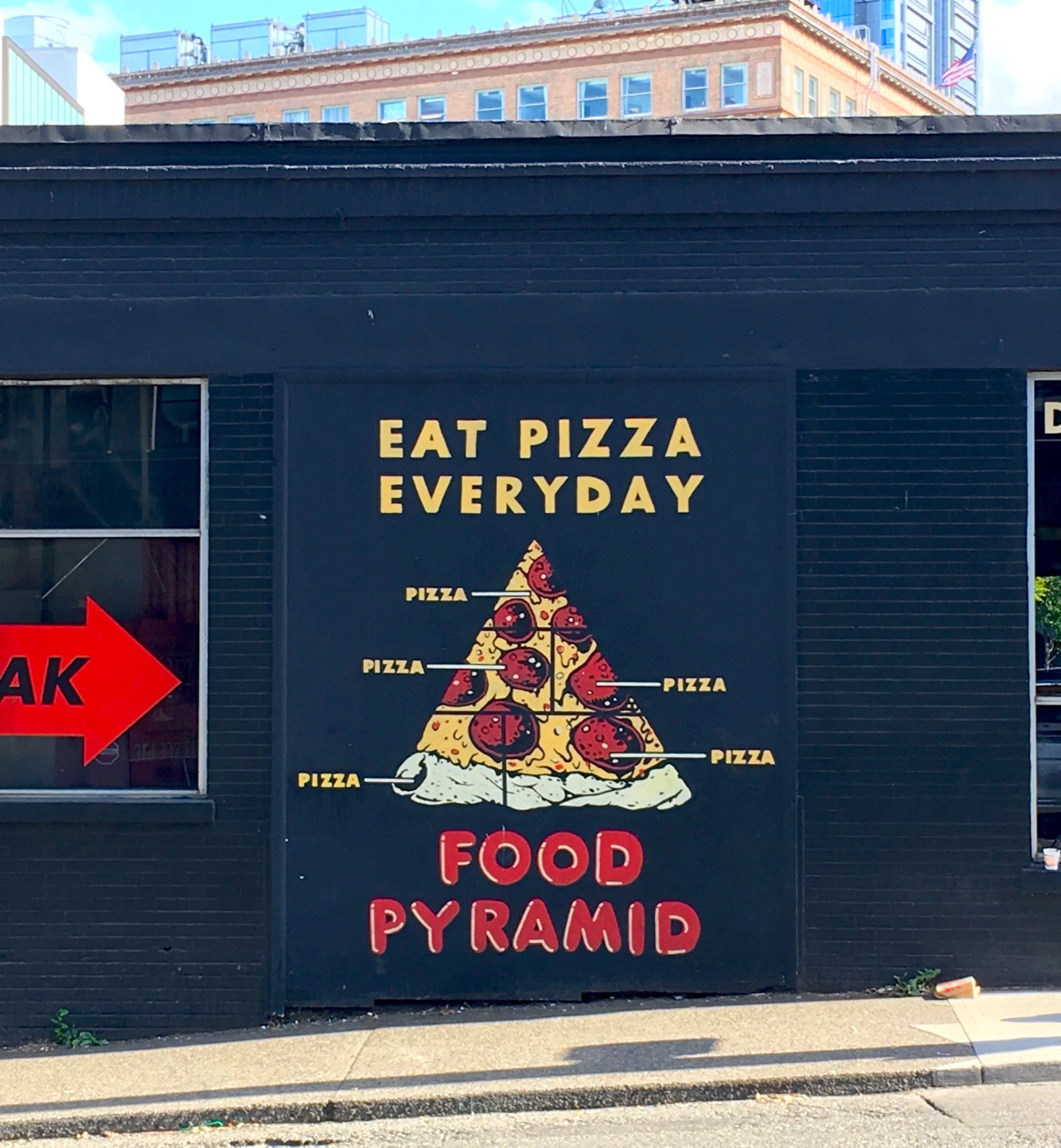 Portland is a very health-conscious city so they insist on painting useful nutrition advice all over the place.